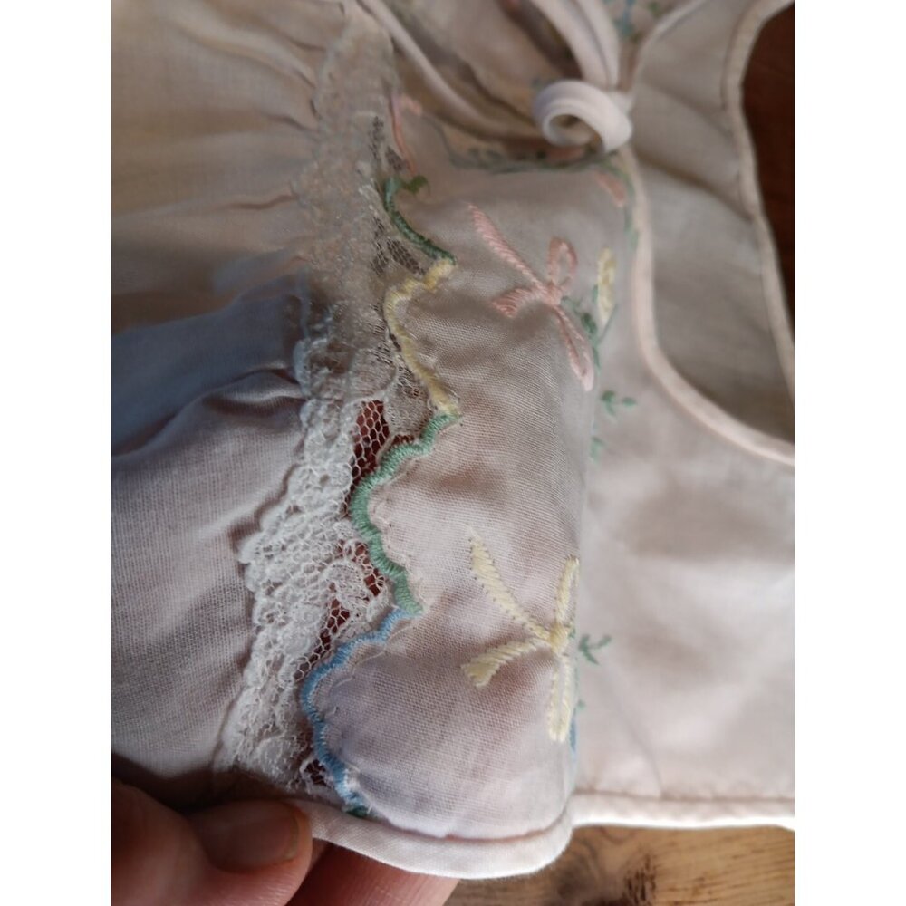 Vtg White Semi Sheer Cottagecore Prairie Slip Nightgown Womens L Sleeveless - Picture 4 of 7